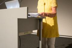 Dr. Annelies Glander reading text of Fran Wright, UNESCO Club Vienna